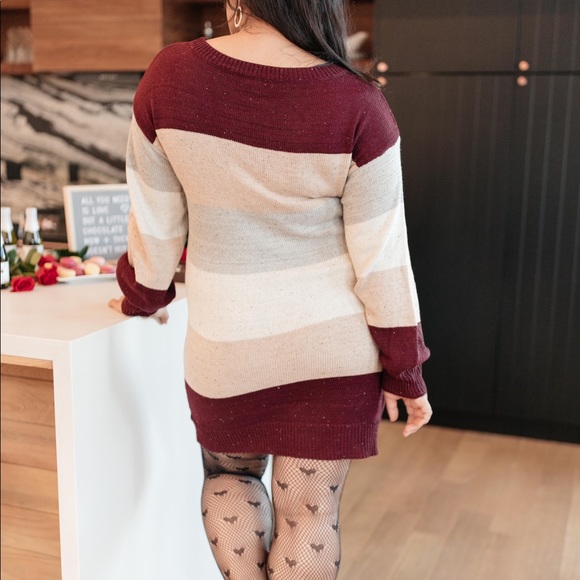 Sentimental Striped Tunic Dress in Burgundy - Picture 11 of 15